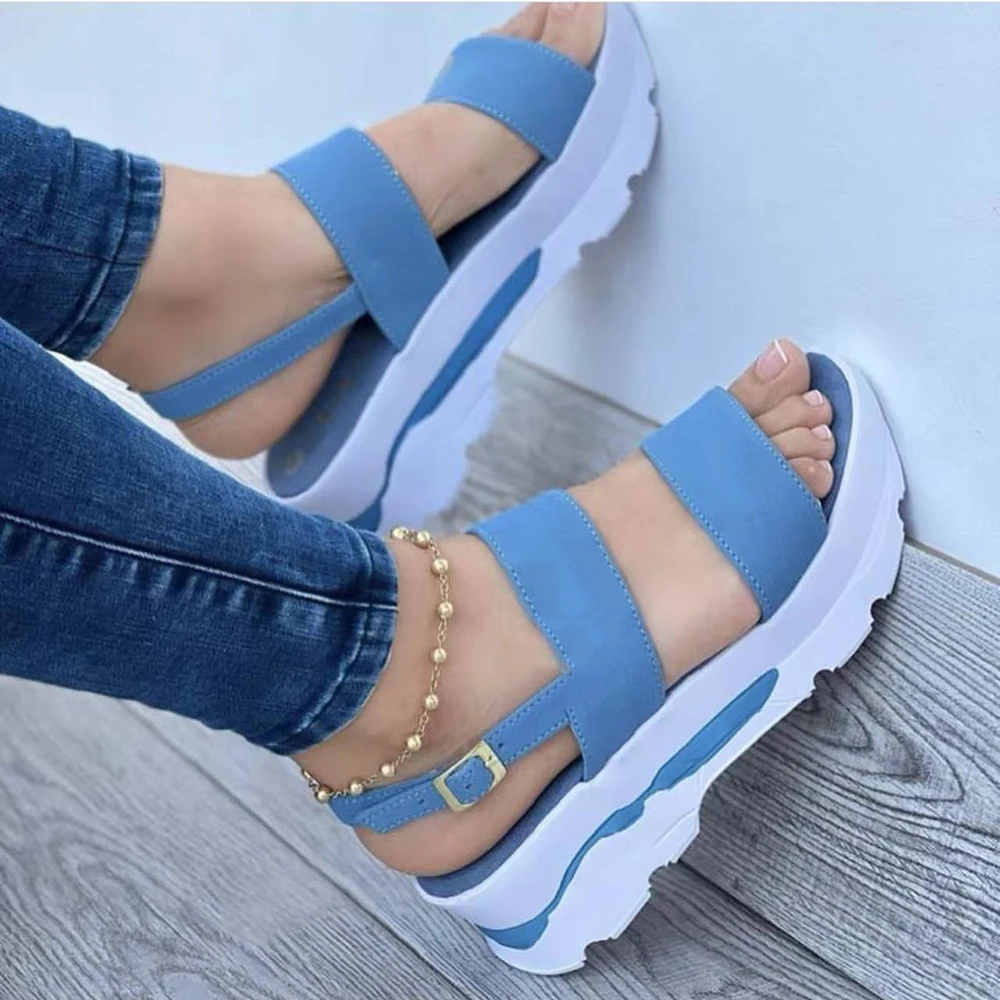

2022 New Ladies Sandals Fashion Ladies Platform Wedge Sandals Ladies Summer Sandals Buckle Non-Slip Beach Sandals Ladies Sandals