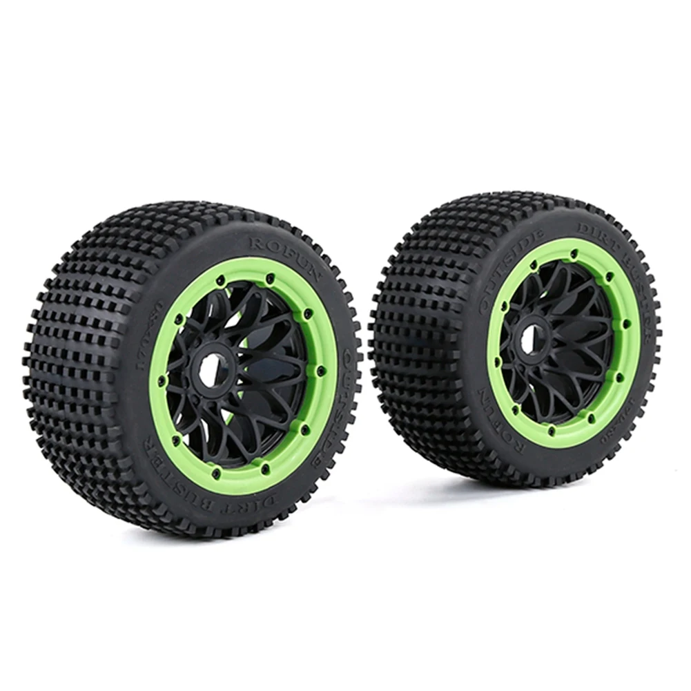 

Утолщенные задние шины для внедорожников, комплект колес для 1/5 HPI ROFUN ROVAN KM BAJA 5B, запчасти для радиоуправляемых автомобилей, зеленый цвет