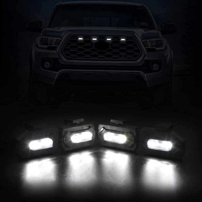 4 шт. светодиодные передние фонари для гриля Toyota Tacoma Raptor TRD Off Road Sport 2020 2021 внешняя