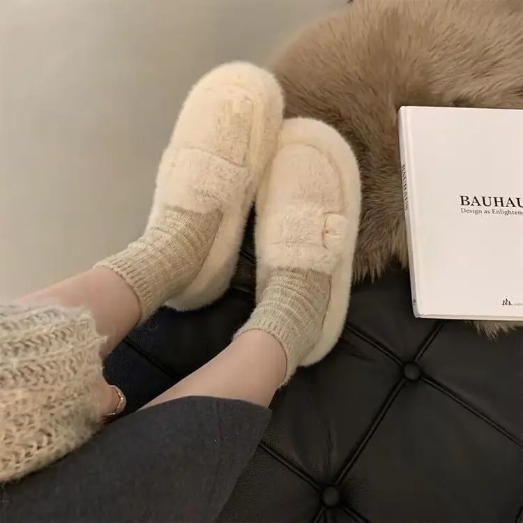 

2023 Designer Luxury Lambswool Winter Cotton Shoes Women Loafers Warm Plush Comfy Curly Sheep Fur Flats Casual Sneakers Women