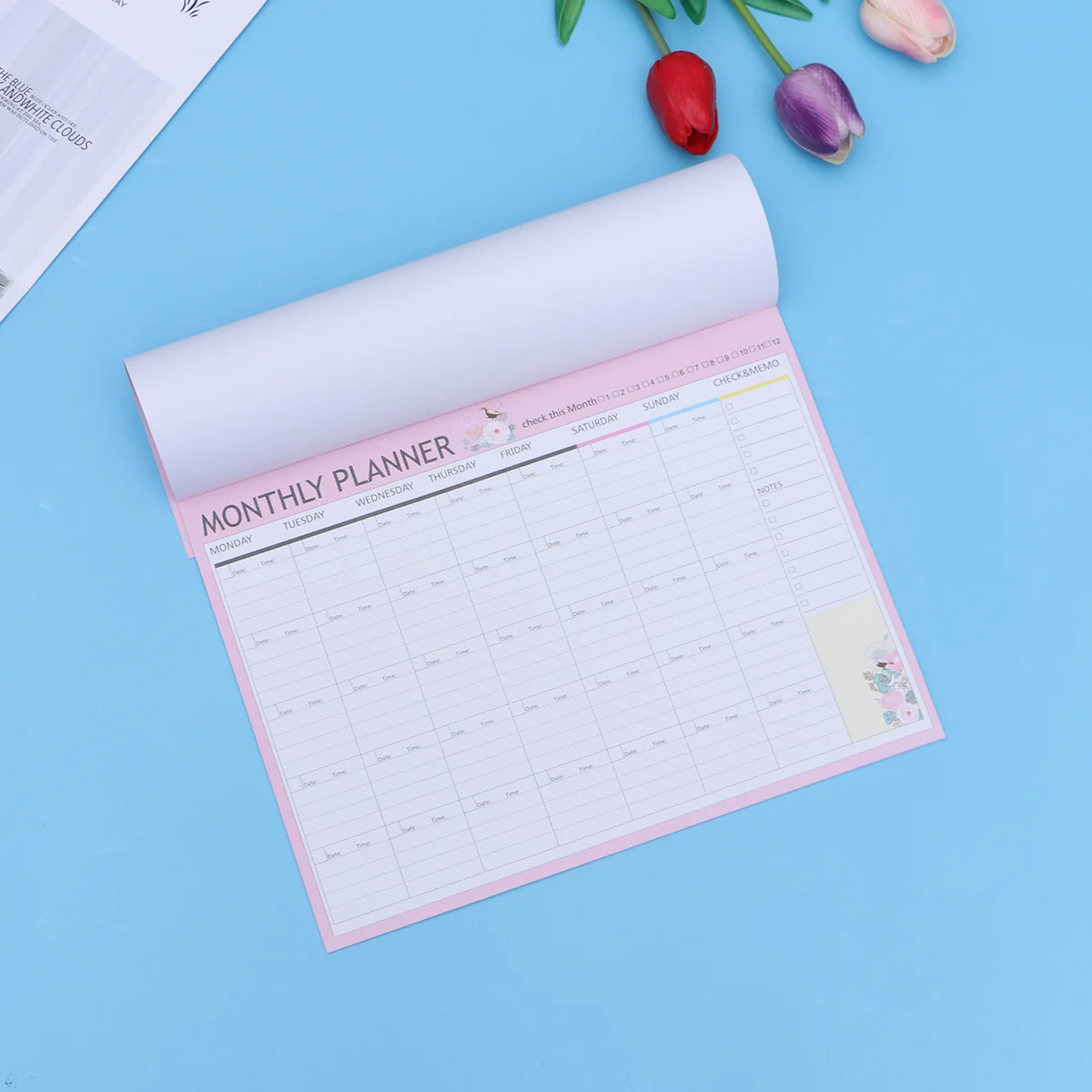 

20 Sheets Monthly Planner Calendar Schedule Organizer Agenda Schedule Organizer Notebook(Pink Green Binder background paper