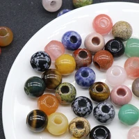5pcs 14mm large hole beads natural semi precious stone loose beads hole size 5mm round shape beads for jewelry making necklace