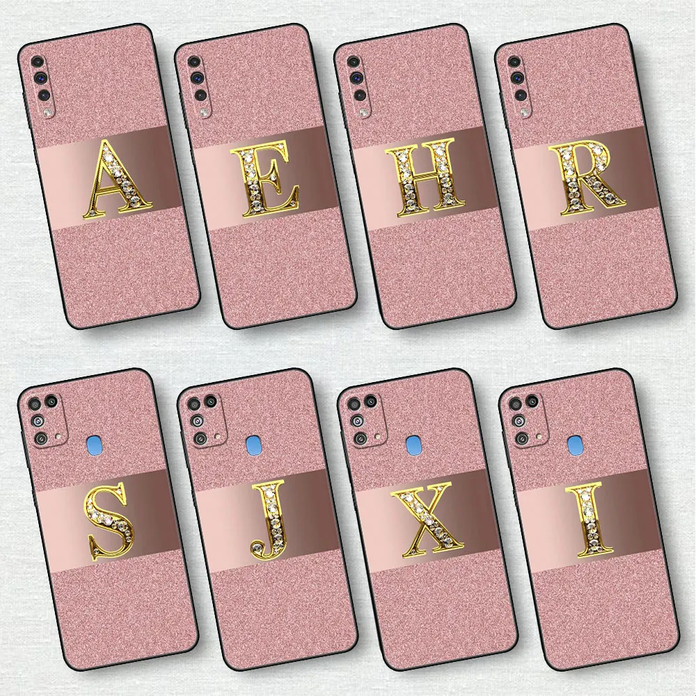 

Pink Letter Pattern Case for Samsung Galaxy A50 A22 A03 A02S M31 A01 A70 A10 M52 A30 A40 A03S A02 Black Phone Soft Cover