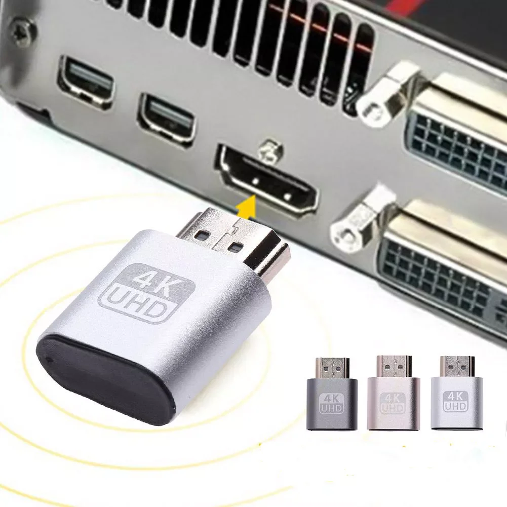 

HDMI-compatible Virtual Display Adapter 1.4 DDC EDID Dummy Plug Lock Graphics Card GPU Rig Emulator for Bitcoin BTC Mining Miner