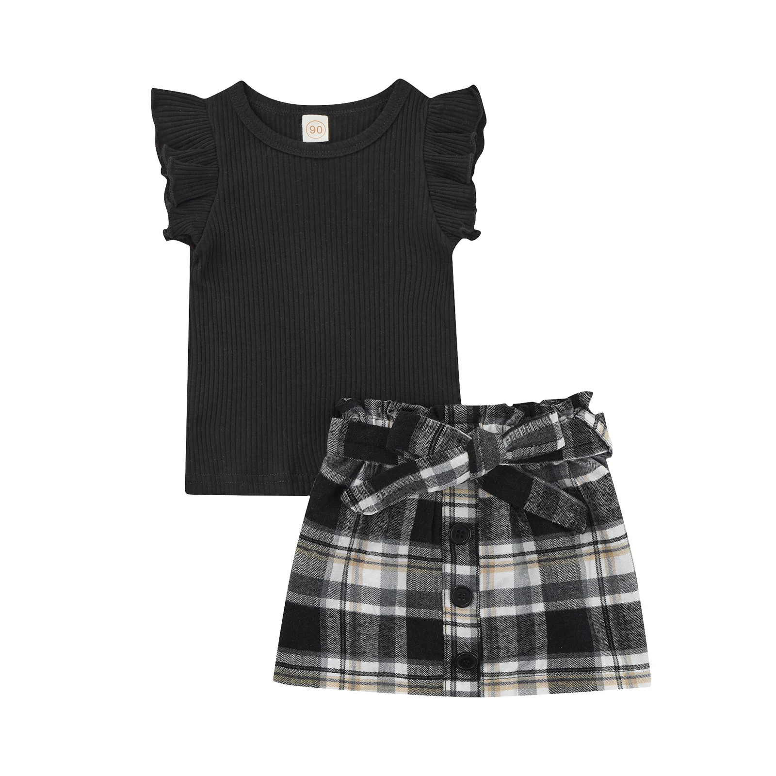 Комплект из двух предметов для маленьких девочек однотонный трикотажный топ в