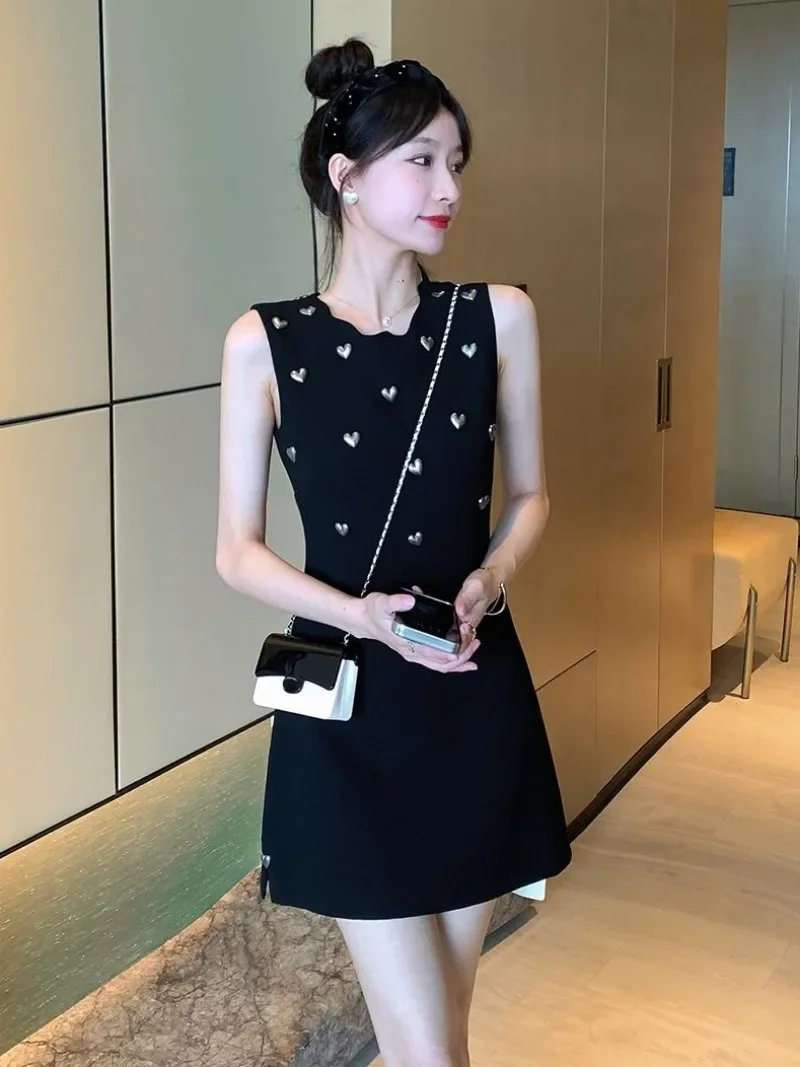 Лоскутное платье с сердечком Vestidos Mujer весенне-летнее туника Vestido без рукавов Ropa