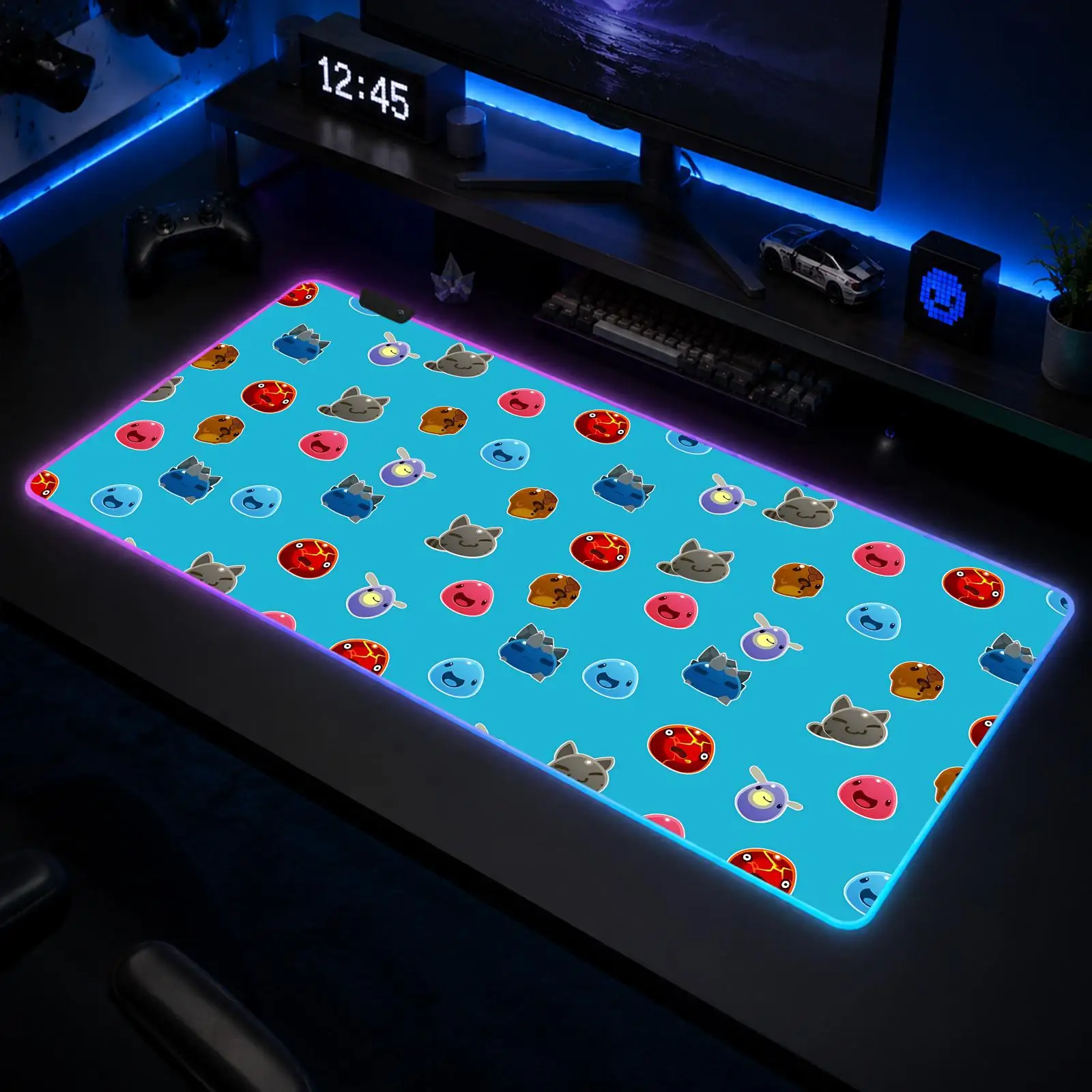 Фото Коврик для мыши Slime Rancher, игровой аниме-коврик для мыши XXL, RGB-подсветка, настольный коврик с LED-подсветкой, резиновый коврик для рабочего стола №2