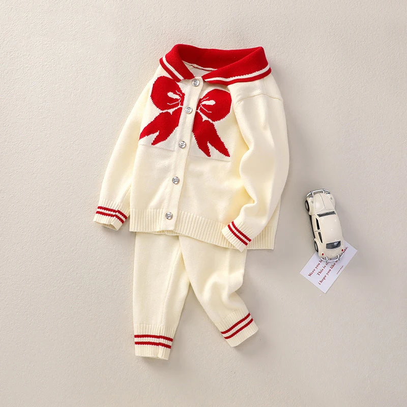 

Children's Sweater Set Baby Knitting Two Piece Set Baby Spring, Autumn, Winter, and Infant Bottom Cotton Yarn Sweater Sweater Pa