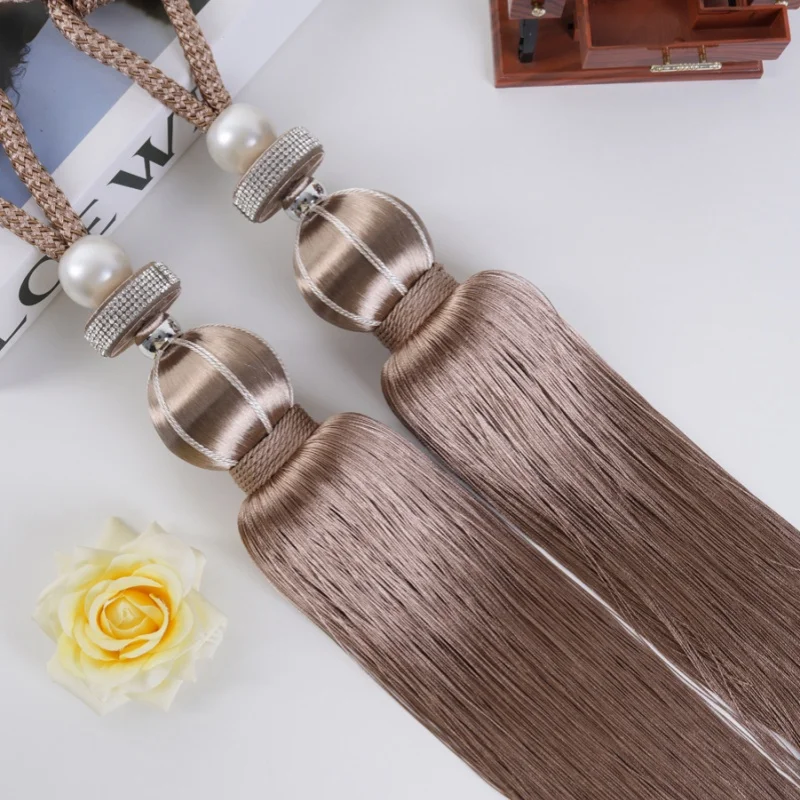 QGVLish 2 шт. жемчужные занавески кисточки с бахромой шариками завязки ремни