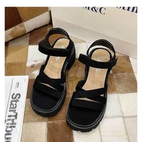 2022 summer new thick heeled sponge cake thick soled high sandals korean version of the fish mouth rhinestone heels sandal women