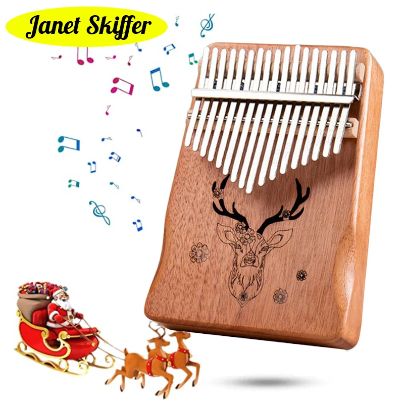 

Mahogany Body 21 Keys Kalimba High Quality Wood Pronunciation Box for Kids 17 Tones Machine Musical Instruments with Accesories