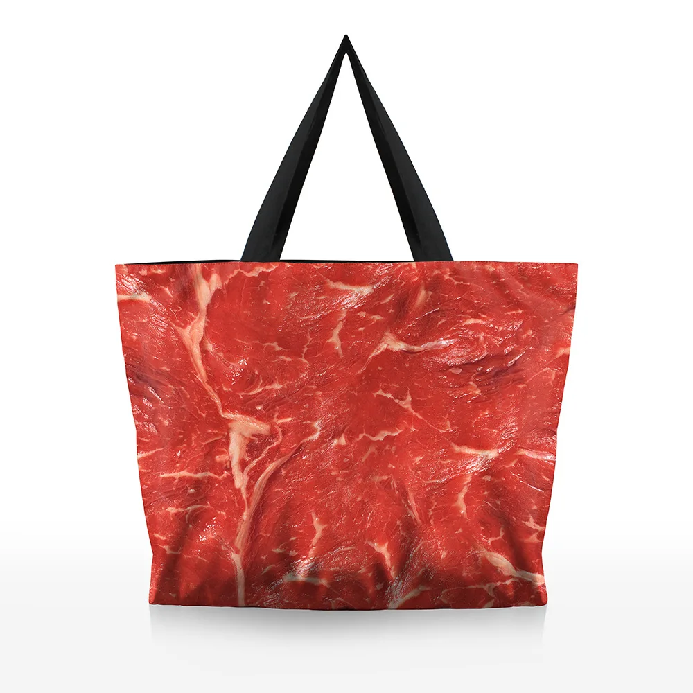 

BHB1097 Women's Shoulder Bag Red Beef 3D Printing Shopping Large Capacity Canvas Handbag