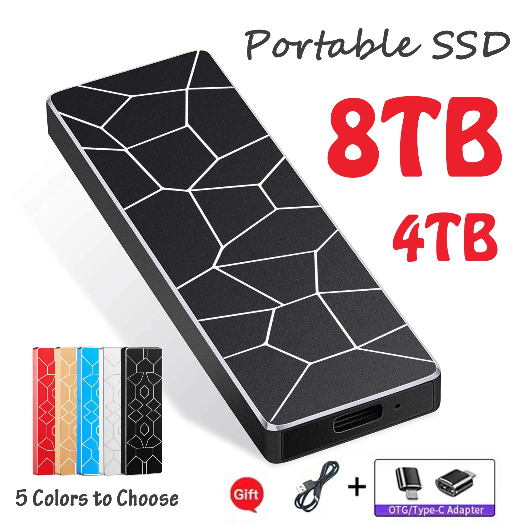 External Portable SSD Solid State Drive Hard Drive High Speed USB 3.1 4TB Hard Disks Storage Decives for Laptop