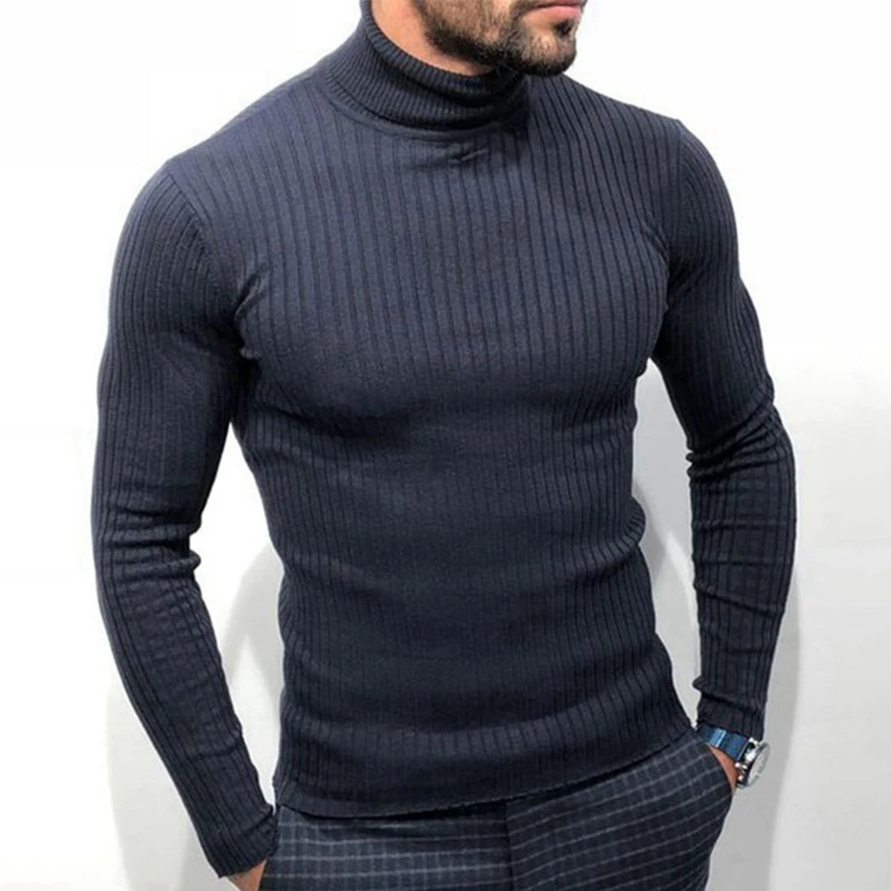 

New Fashionable Hot Sale Mens Sweater Tops Knitwear Long Sleeve Office Slim Soft Solid Turtleneck Appointments