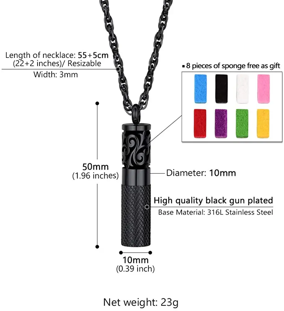 PROSTEEL Stainless Steel Perfume Locket Pendant Necklace Gold/Black Plated Essential Oil Bottle Diffuser for Women Men Gift