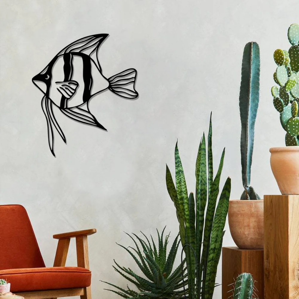 Привлекательная Школа Рыб Металлические Настенные Рисунки Большой Океанский