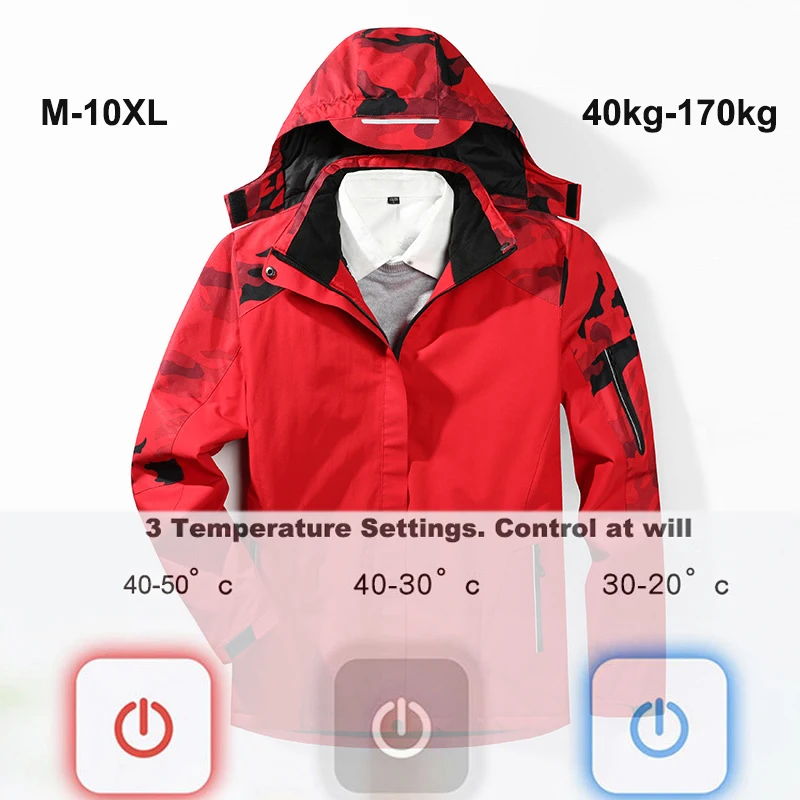 

Куртка Мужская/женская с USB-зарядкой и электрическим подогревом, 10XL, 170 кг