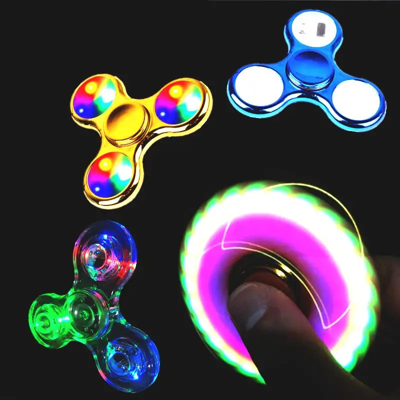 

Children's New Adult Finger Decompression Finger Seven Colors Noctilucent Fingertip Gyro Light-Emitting Toy with Light