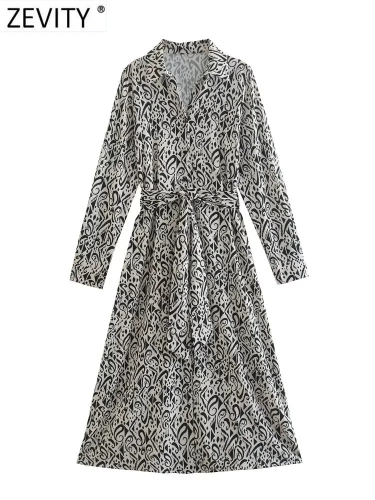 

Zevity женское винтажное платье-рубашка средней длины с геометрическим принтом кешью и орехов, женские шикарные тонкие деловые трапециевидны...
