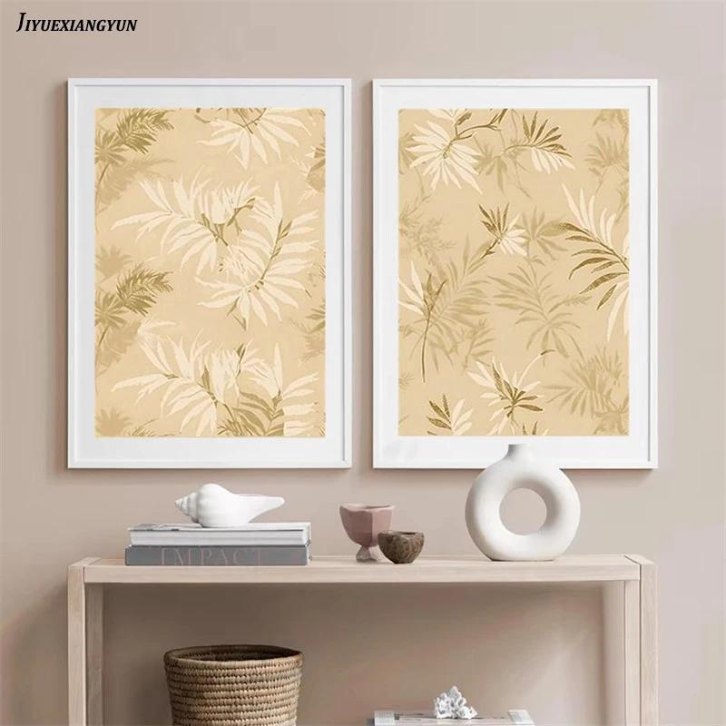 Винтажное золотое искусство Ботаника абстрактная живопись холст постеры и