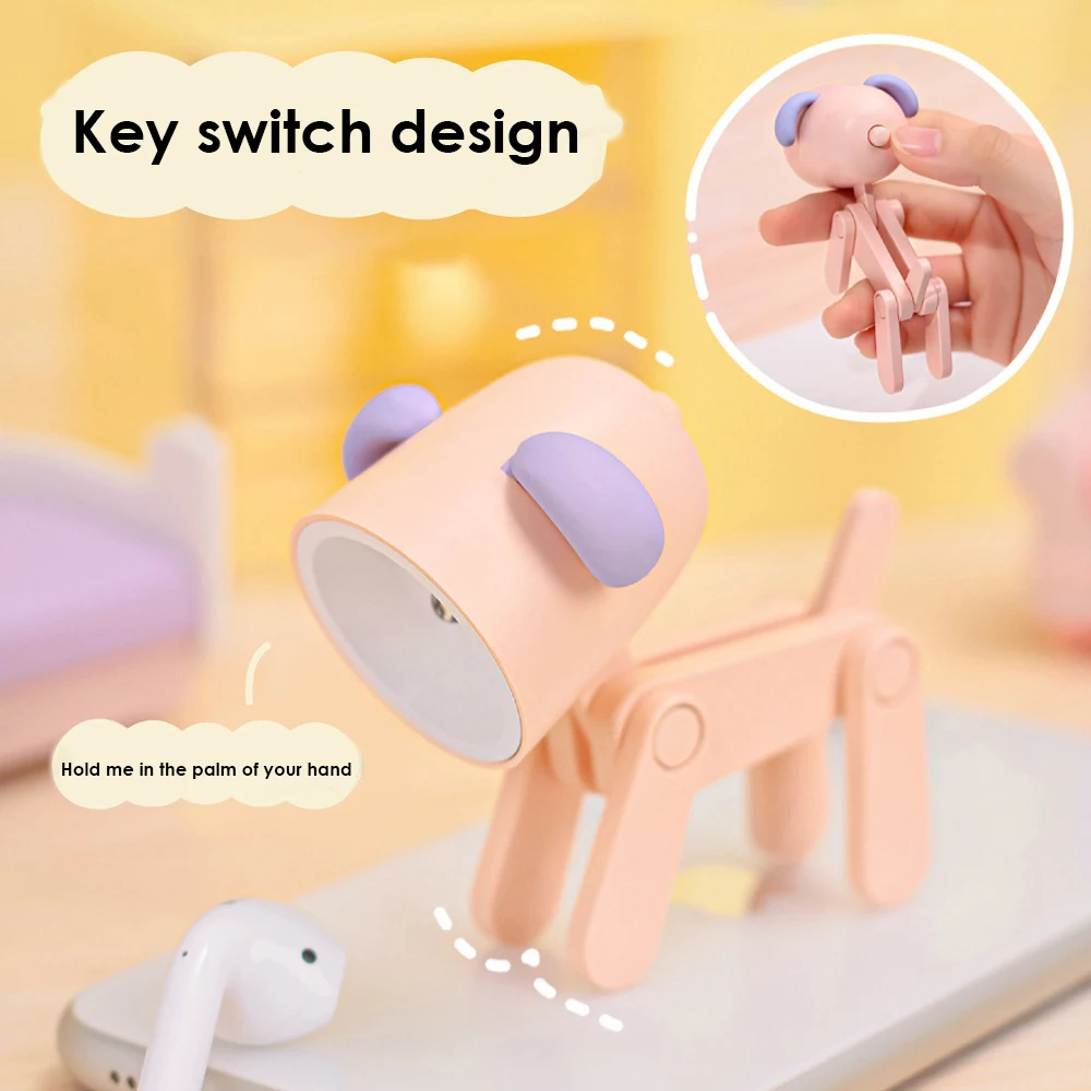 

Mini Cute Pet Lamp Cartoon LED Night Light Battery Folding Table Lamps Kids Gifts Indoor Bedside Bedroom Room Decor Lighting