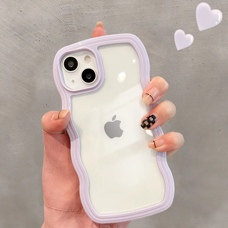 Модный милый чехол для телефона с волнистой рамкой ярких цветов INS iPhone 11 12 13 Pro Max X