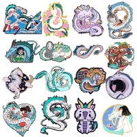 spirited away dragon badges enamel pin brooch anime lapel pins for backpacks brooches fashion jewelry accessories gifts for kids