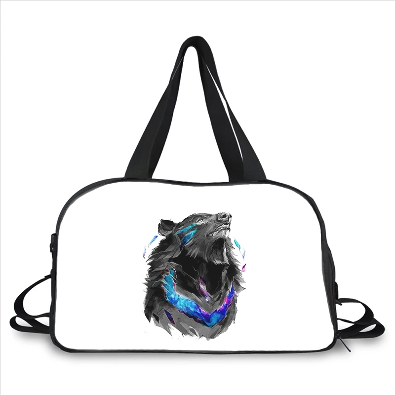 ferocious personality Bear 3D printing fashion trend portable large capacity multi function messenger bag travel bag