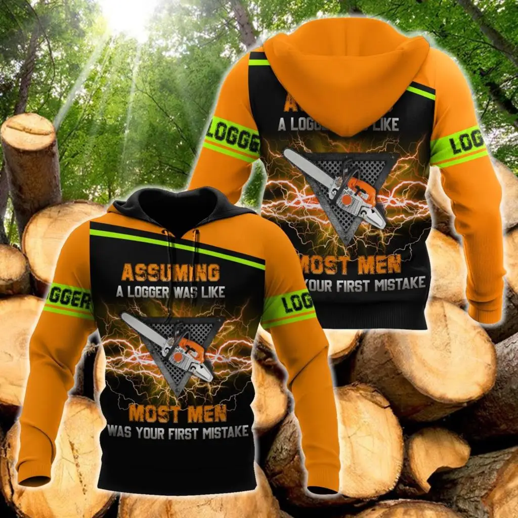 

2021 new chainsaw lumberjack casual men's 3D printed hooded zipper shirt sports unisex fashion racing suit cycling jersey FM07