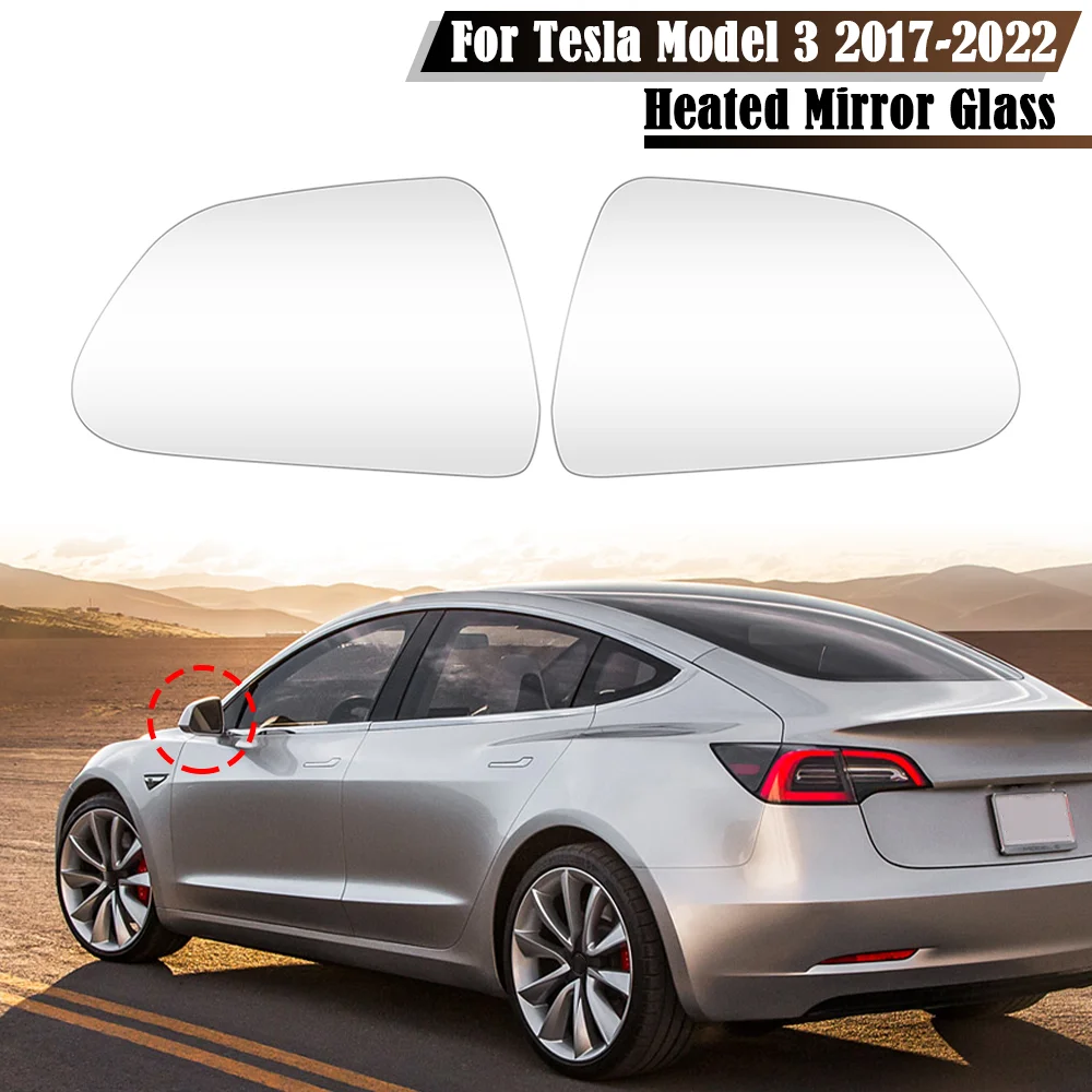 

Left&Right Side Blue Heated Wing Mirror Glass Wide Angle Rearview Mirror For Tesla Model 3 2017 2018 2019 2020 2021 2022