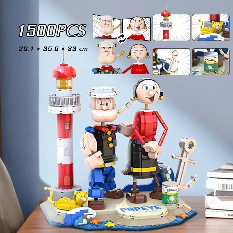 

1500PCS Popeyed Series Cartoon Action Dolls Friends Building Blocks Brick Toy Model Toys Boys Girl Gift Set