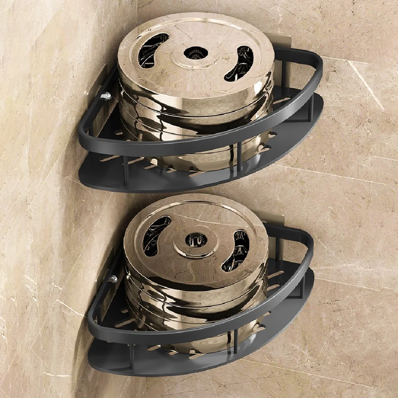 bathroom corner shelf without drilling rustproof space aluminum shower storage rack shampoo holder bathroom accessories free global shipping