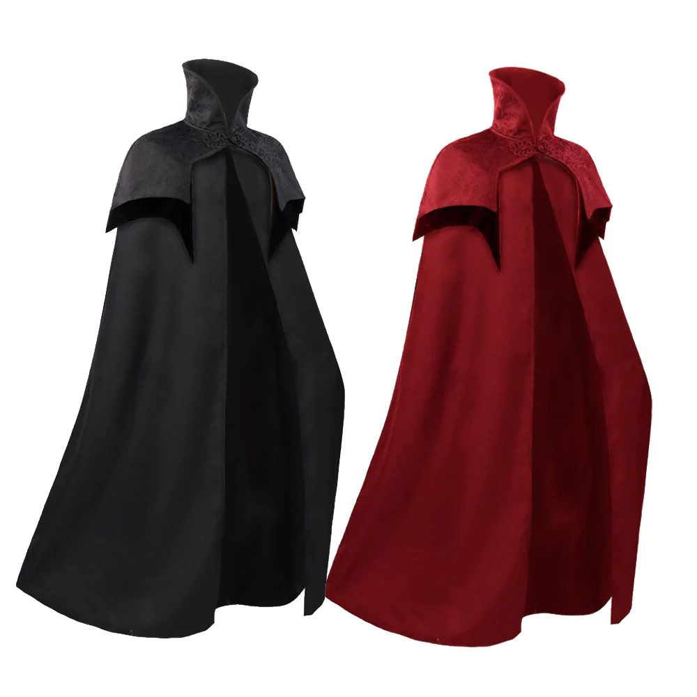 

Halloween Cosplay Medieval Men's Steampunk Noble Gothic Long Cloak Big Hem Vampire Cape Darcula Poncho Carnival Dress Up Party