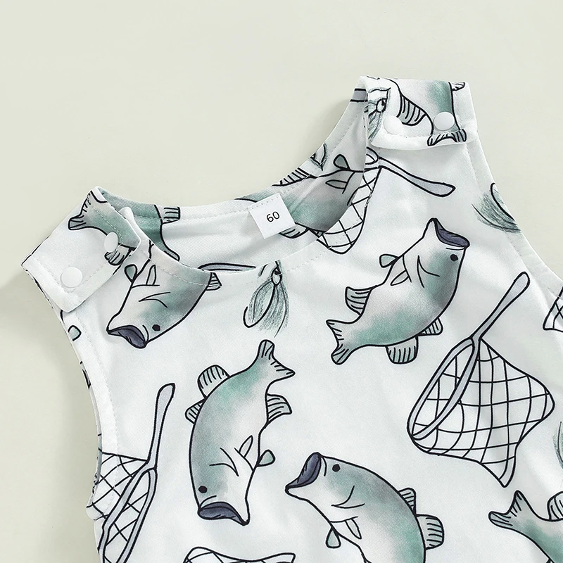 Комбинезон для маленьких девочек и мальчиков с принтом рыбы комбинезоны без