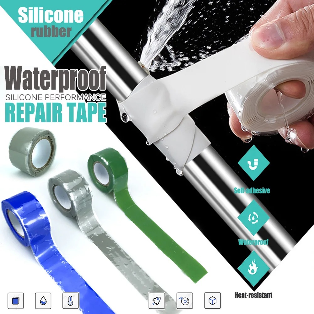 

1.5m 3m Water Pipe Silicone Belt Waterproof Pipe Stop Leaks Seal Repair Tape Self-adhesive Self Fusing Tape Insulation Tape