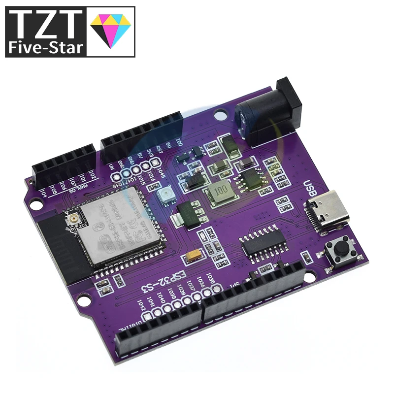 Модуль платы TZT D1 ESP32-S3 WiFi + Bluetooth 16 Мб Flash UNO R3 CH340 N16R8 для ESP32