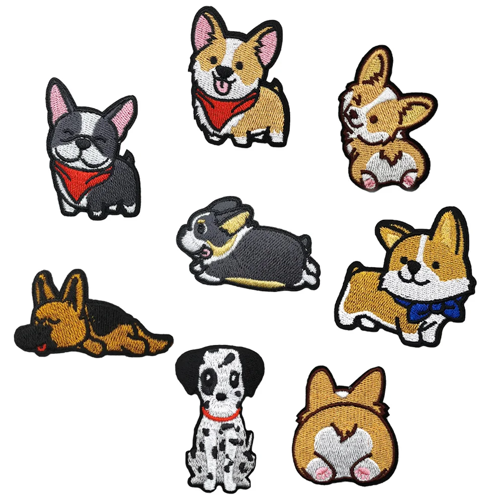 

8 Pcs Dog Embroidered Patch Clothing Puppy Clothes Shaped Patches Corgi Costume Iron Appliques