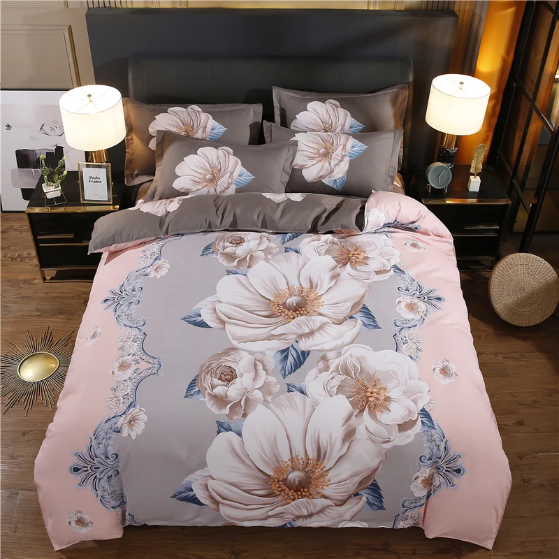 

4pcs Bedding Bedsheets Set with Pillows Case Bed Sheets 2 People Quilts Duvet Cover 2 Bedrooms Comforter Bedspread Home Flowers