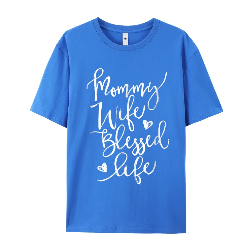 FunnySummer Short Sleeve Tees Summer Discount O Neck Cotton Tops T Shirt Woman Shirts Mama Wife Blessed Life Funny