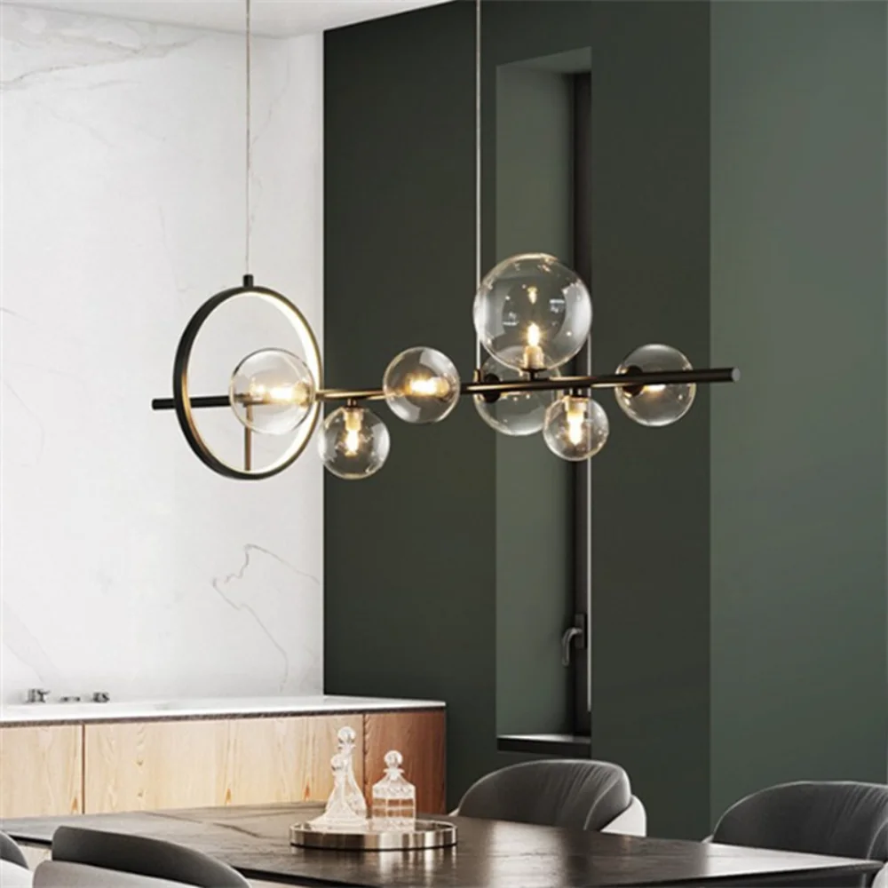 

Nordic modern simple Led Chandelier creative personality restaurant chandelier bar magic bean glass bubble Chandelier