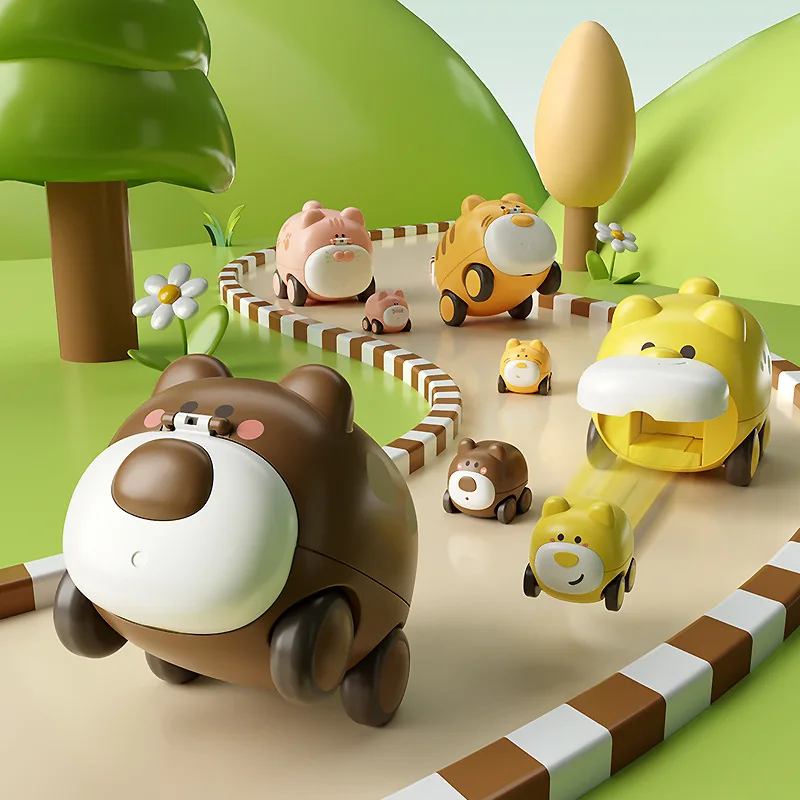 

Montessori Baby Toy Cars for 1 Year Old Cartoon Catapult Car Model Interactive Educational Toy Babies Boys Toddler Birthday Gift