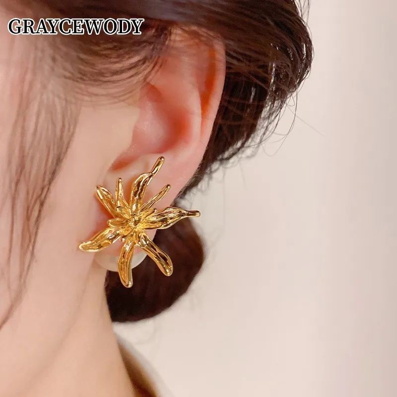 

Женские позолоченные серьги Lucky Flower, модные серьги высокого качества с фианитом, Подарок на годовщину свадьбы, 2023