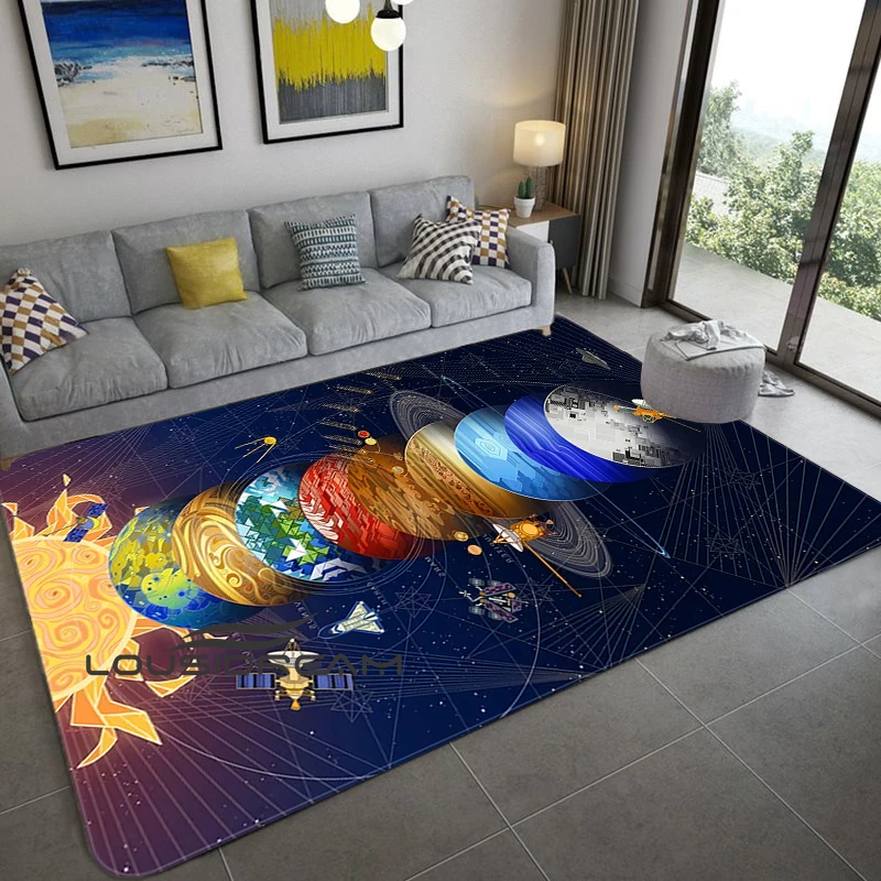 

3D напольный коврик с изображением космоса, Вселенной, планеты, ковер для дома, гостиной, мягкий фланелевый ковер для спальни, детский коврик ...