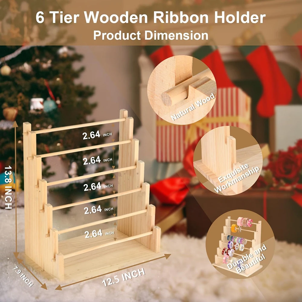 

Деревянный органайзер для ленты, подставка для хранения, портативный настольный органайзер, держатель для ленточной катушки, стойка для домашней упаковки торта, подарок