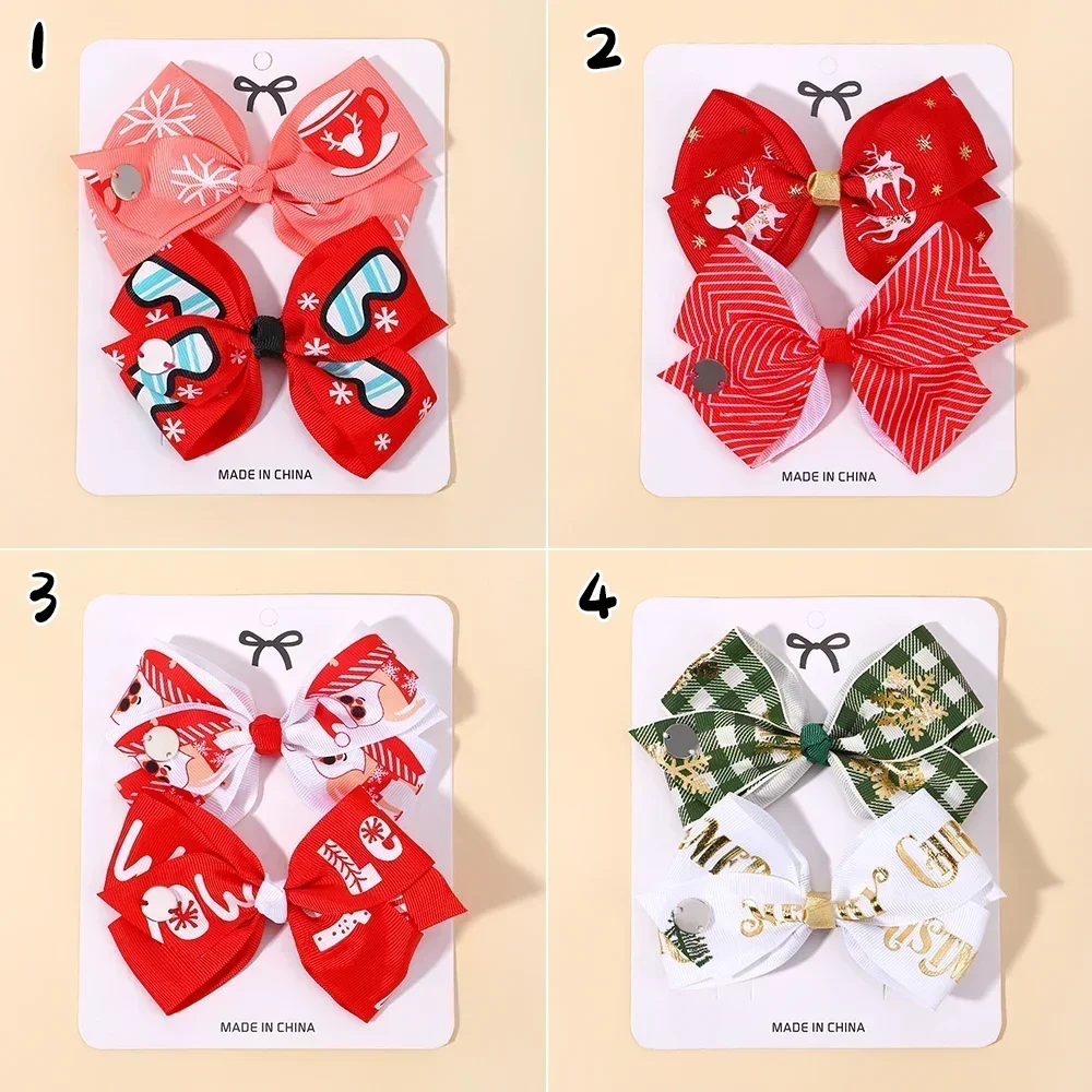 HAHAYL 2 шт. рождественские банты заколка для волос маленьких девочек лента с милым