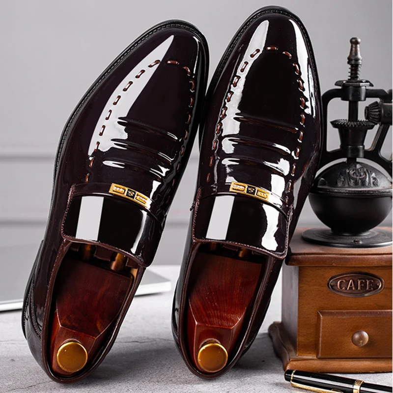 Туфли мужские классические из лакированной кожи, официальная кожаная обувь для мужчин, деловые офисные туфли, строгие деловые оксфорды
