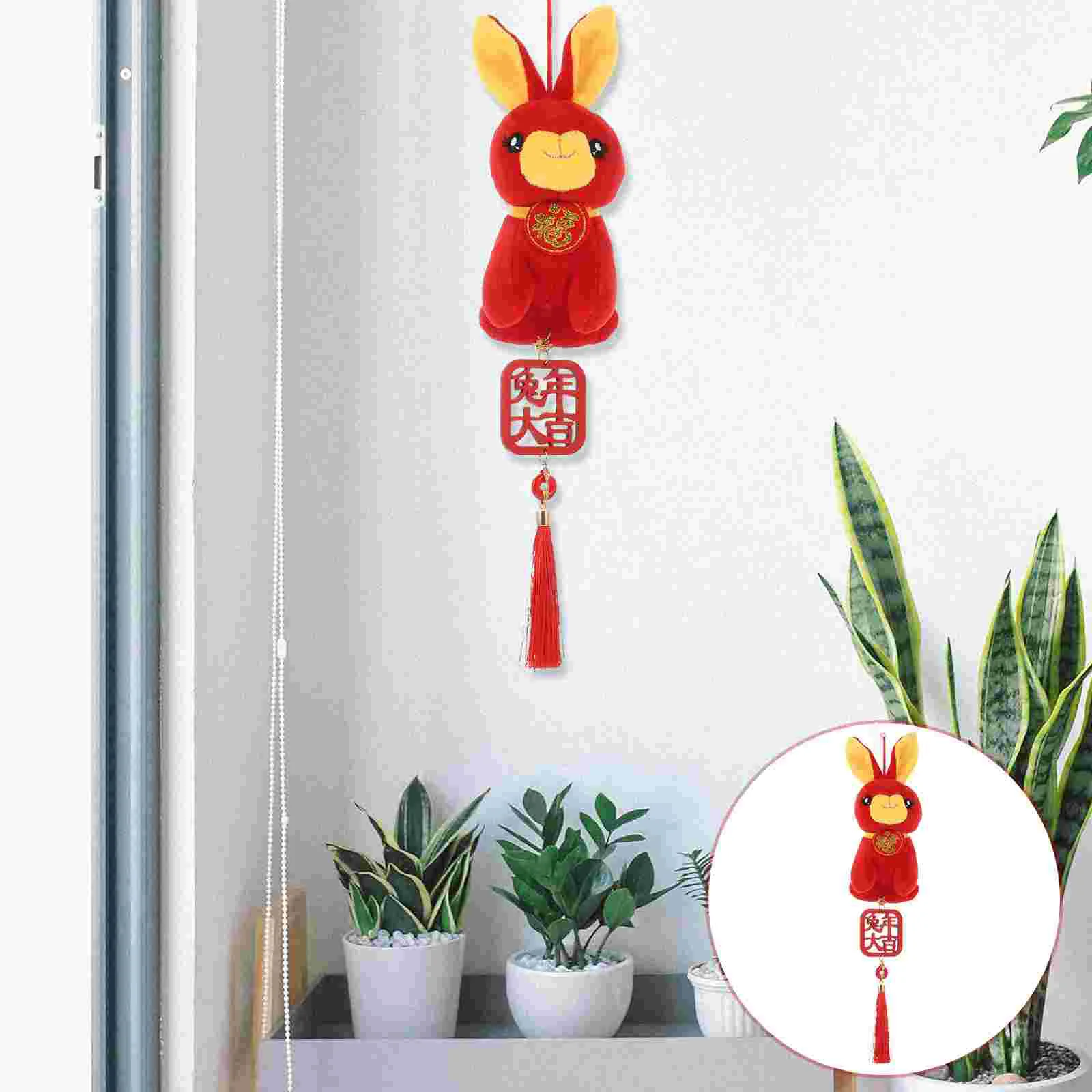 

Rabbit Stuffedtoy Mascotbunny Hangingyearthe Decor Decorative Animals Ornaments Home Figurines Animal Ornament Desktop Adorable