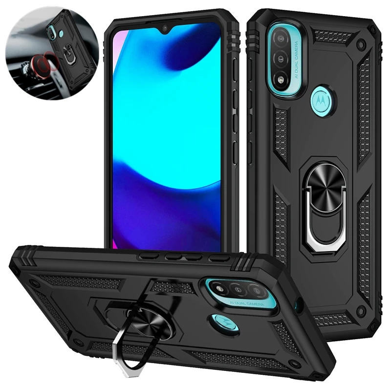 

For Motorola Moto Edge 20 Pro Lite Case Shockproof Armor Car Magnetic Ring Holder Phone Case For Motorola E20 E30 E40 Back Cover