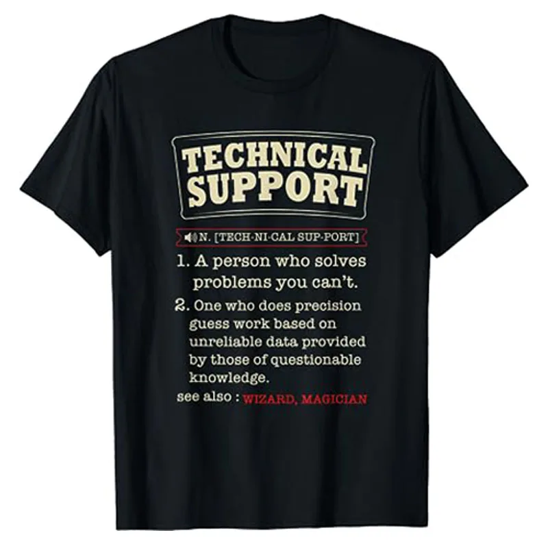 

Tech Support Definition T-Shirt Humor Funny Computer Nerd Geek Techie Gift Tees Letters Printed Graphic Outfits Short Sleeve Top