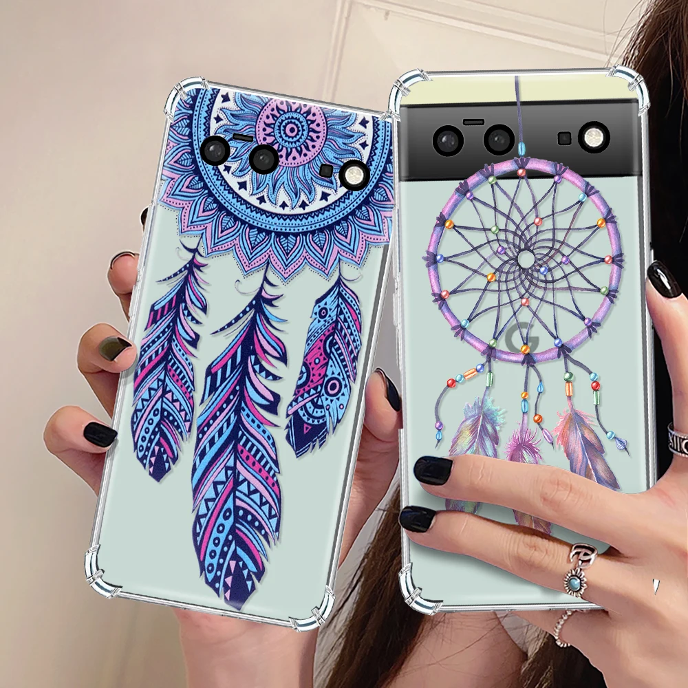 

Dream Catcher Phone Case for Google Pixel 7a 7Pro 7 Transparent Cover for Pixel 6a 6 6Pro Shockproof Soft Silicone Fundas